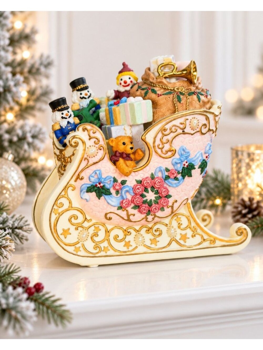 Danbury Mint Victorian Christmas Christmas Sleigh Music Box Plays Jingle Bells